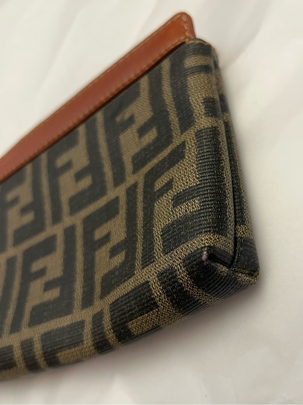 Fendi Zippered Small Pouch or Wallet with Zucca Pattern and Leather Trim, EUC - Picture 4 of 16